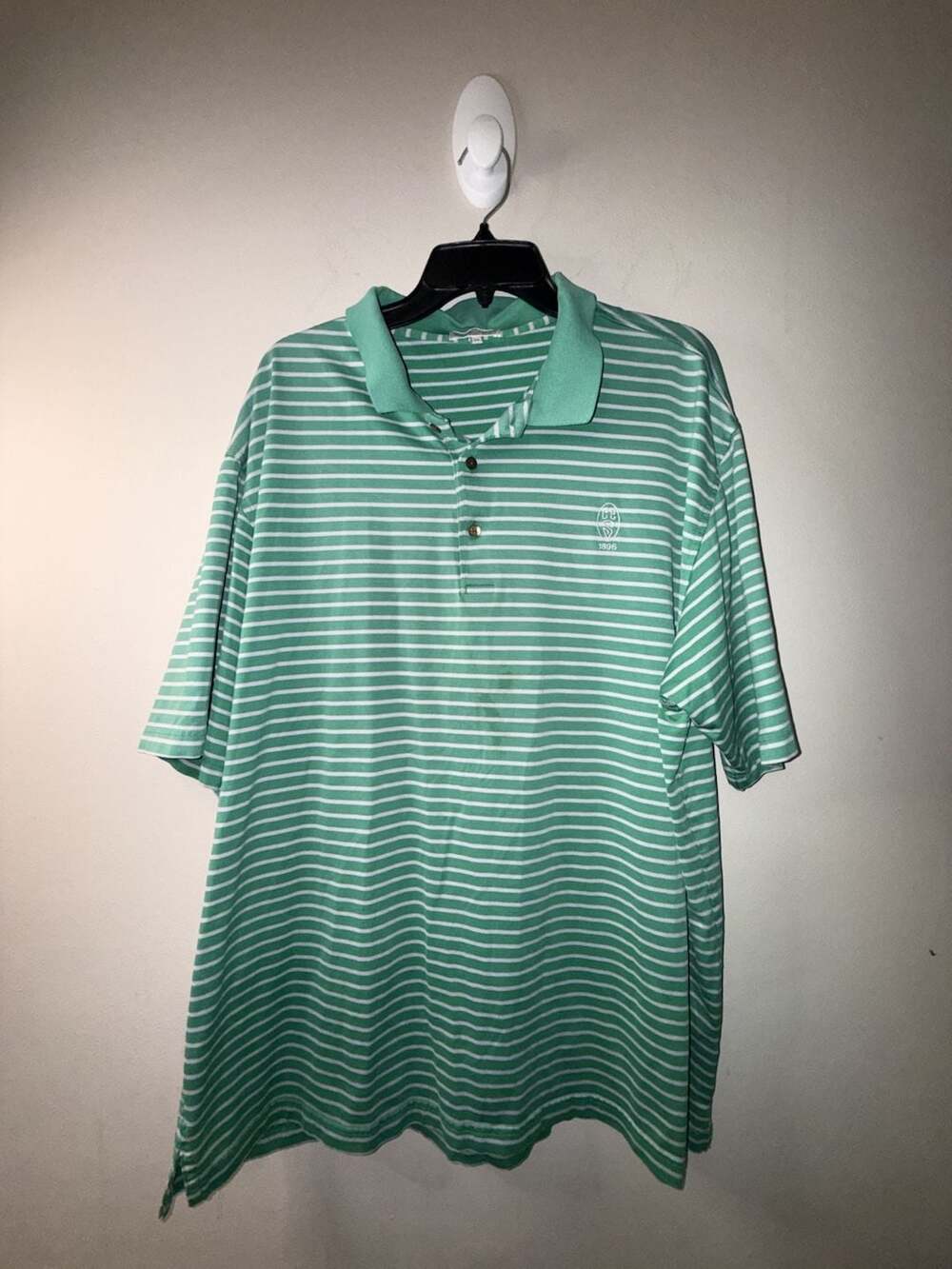 Nick Price Cool-Luxe Mens Green and White Striped Golf Polo Shirt XXL